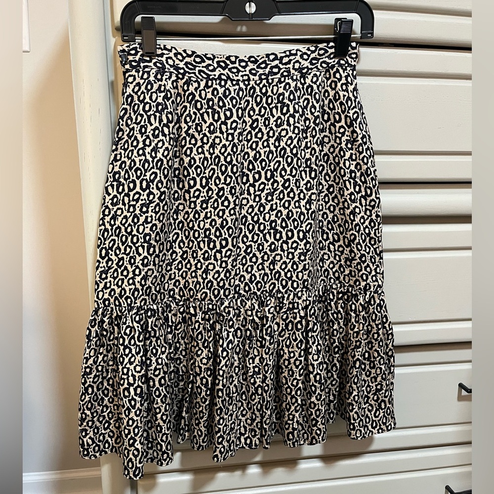 Silk leopard print skirt with ruffle hem- midi length on petites